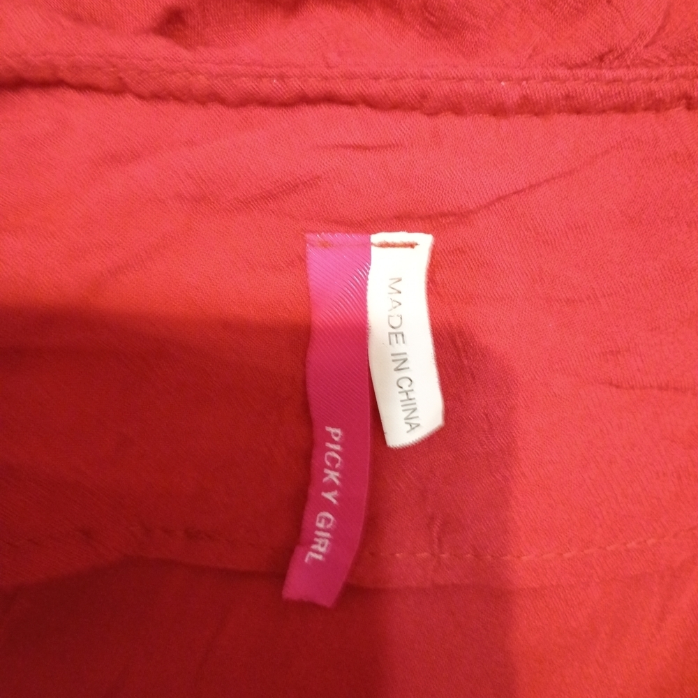 Picky Girl - Elegant Red Ruffled One Button Tunic - size large - Picture 6 of 8